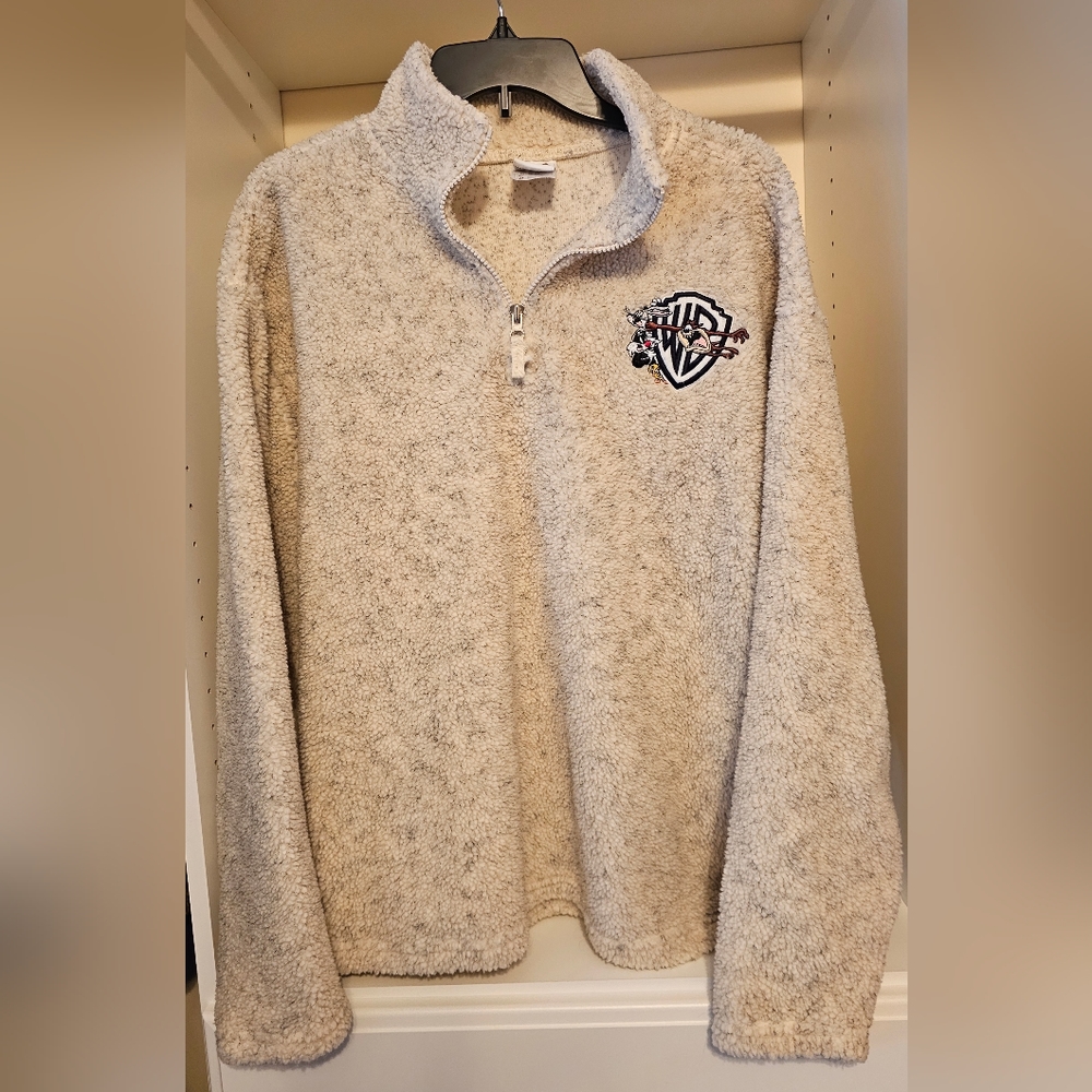 Warner Brothers quarter zip fleece embroidered sweatshirt medium